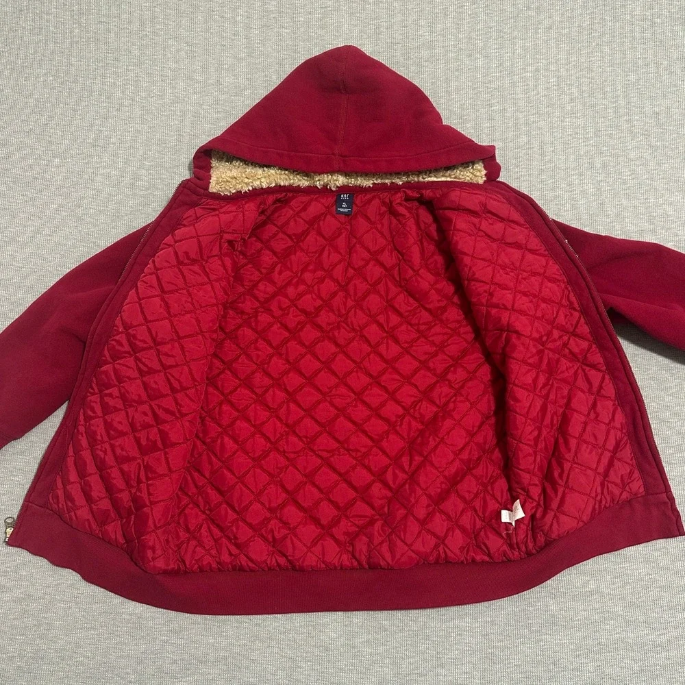 Gap Kids Red Full Zip Sherpa Lined‎ Hoodie Arch Logo Youth Extra Large XL (12)